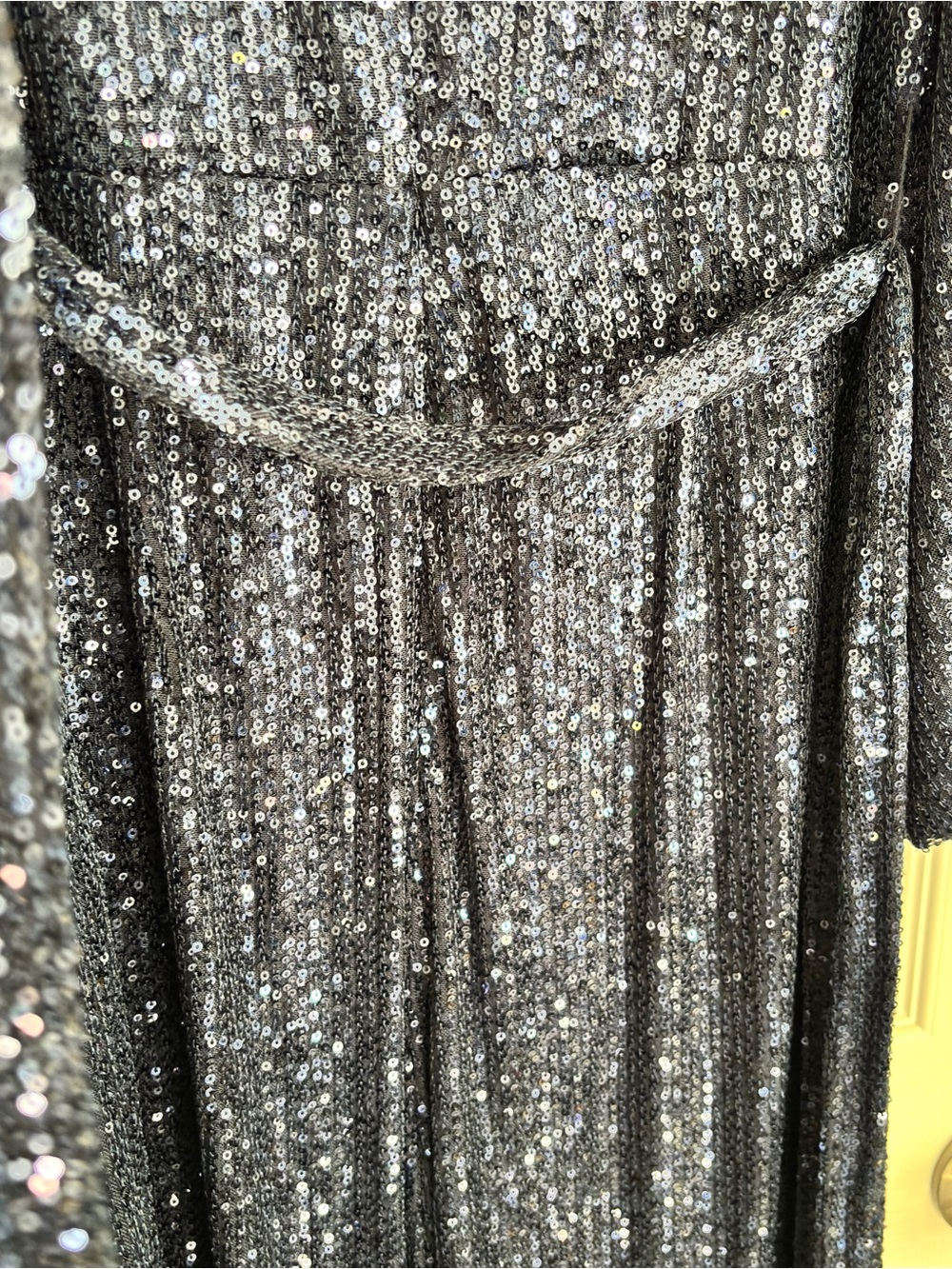 Skies Are Blue Sequin Jumpsuit Navy Women’s M Tie Waist Wide Leg Dressy Holiday - Picture 10 of 15